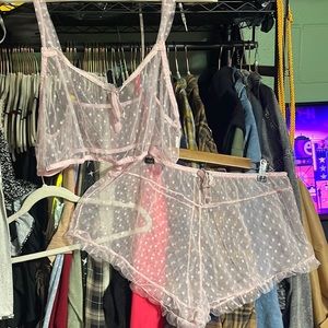 💕Pink poka dot mesh pj set 💕